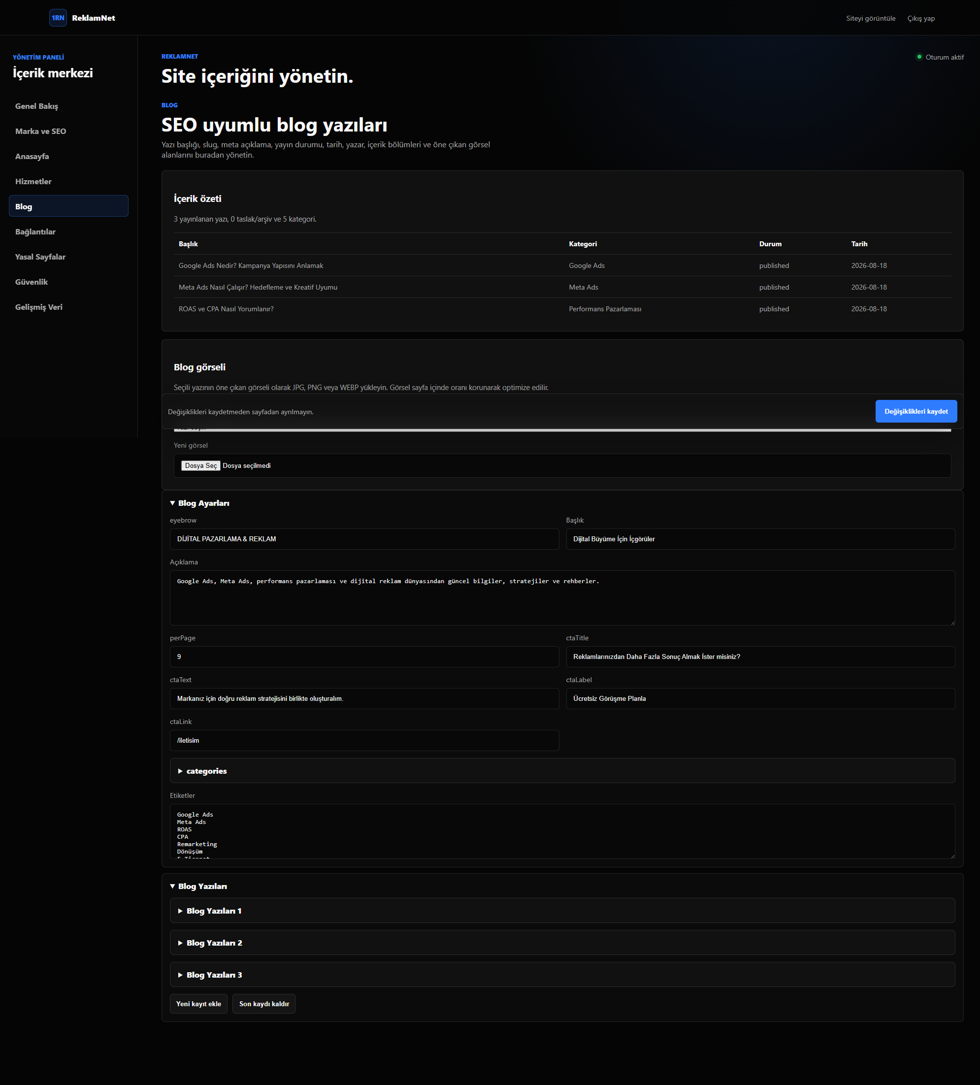 ReklamNet - Dijital Reklam & Medya Ajansı Web Sitesi detay